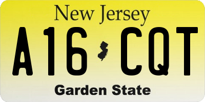 NJ license plate A16CQT