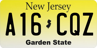 NJ license plate A16CQZ