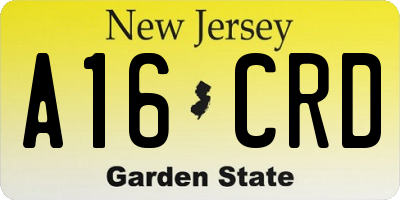 NJ license plate A16CRD