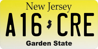 NJ license plate A16CRE