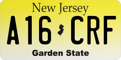 NJ license plate A16CRF