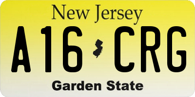 NJ license plate A16CRG