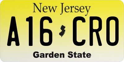 NJ license plate A16CRO