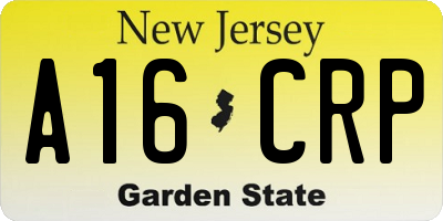 NJ license plate A16CRP