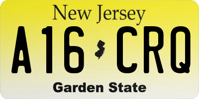 NJ license plate A16CRQ