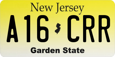 NJ license plate A16CRR