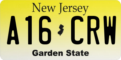 NJ license plate A16CRW