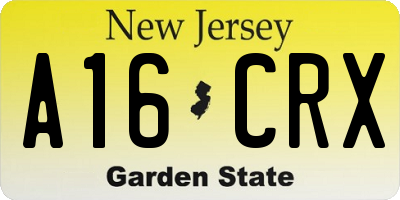 NJ license plate A16CRX
