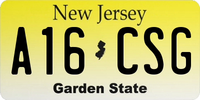 NJ license plate A16CSG