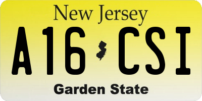 NJ license plate A16CSI