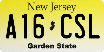 NJ license plate A16CSL