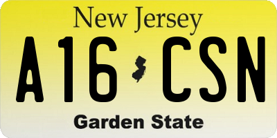 NJ license plate A16CSN