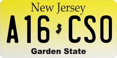 NJ license plate A16CSO