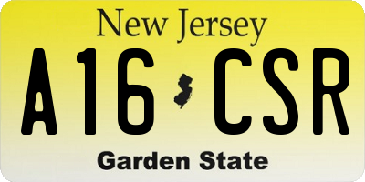NJ license plate A16CSR