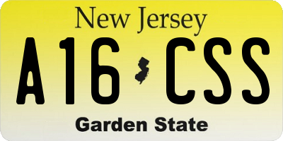 NJ license plate A16CSS