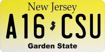 NJ license plate A16CSU