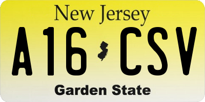 NJ license plate A16CSV