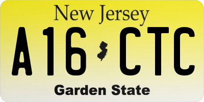 NJ license plate A16CTC