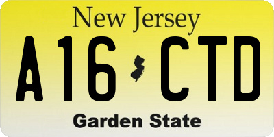 NJ license plate A16CTD