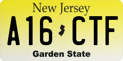 NJ license plate A16CTF
