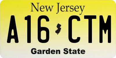 NJ license plate A16CTM