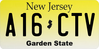 NJ license plate A16CTV