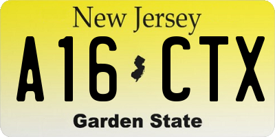 NJ license plate A16CTX