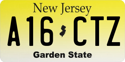 NJ license plate A16CTZ