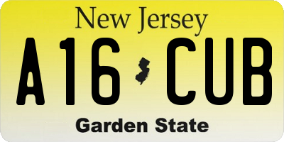 NJ license plate A16CUB