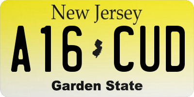 NJ license plate A16CUD