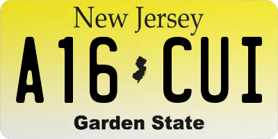 NJ license plate A16CUI