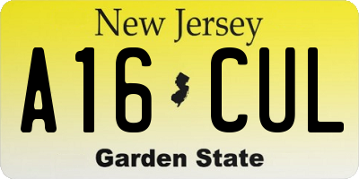 NJ license plate A16CUL