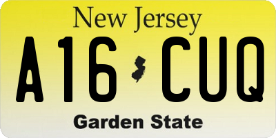NJ license plate A16CUQ