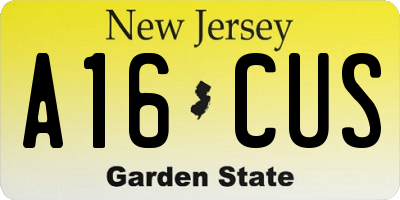 NJ license plate A16CUS