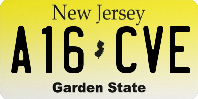 NJ license plate A16CVE