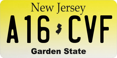 NJ license plate A16CVF