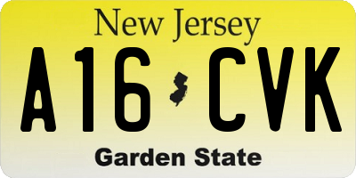 NJ license plate A16CVK
