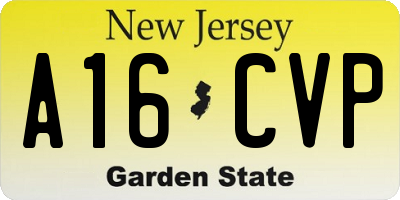 NJ license plate A16CVP