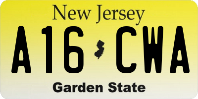 NJ license plate A16CWA