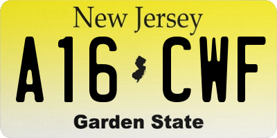 NJ license plate A16CWF