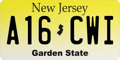 NJ license plate A16CWI