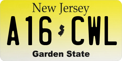 NJ license plate A16CWL