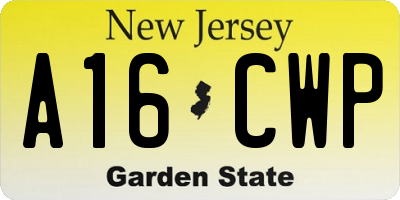 NJ license plate A16CWP