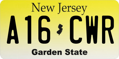 NJ license plate A16CWR