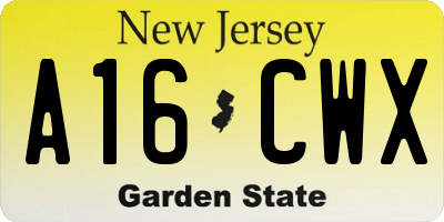 NJ license plate A16CWX