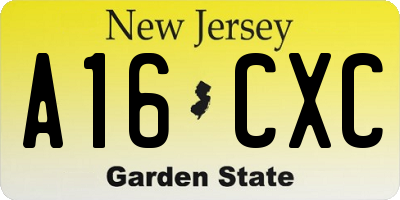 NJ license plate A16CXC