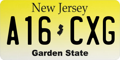 NJ license plate A16CXG