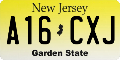 NJ license plate A16CXJ