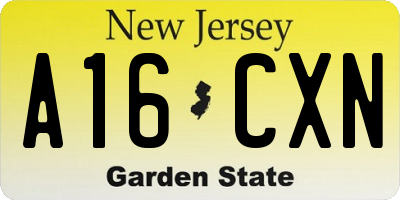NJ license plate A16CXN