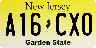 NJ license plate A16CXO